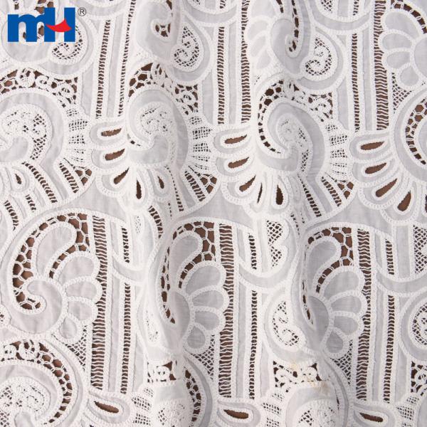 Laser cut embroidered chiffon fabric