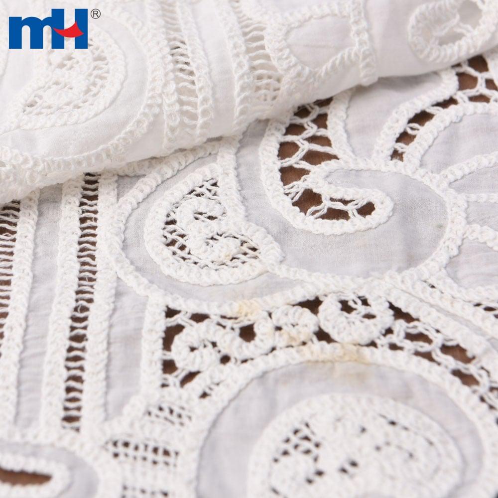 Laser cut embroidered chiffon fabric