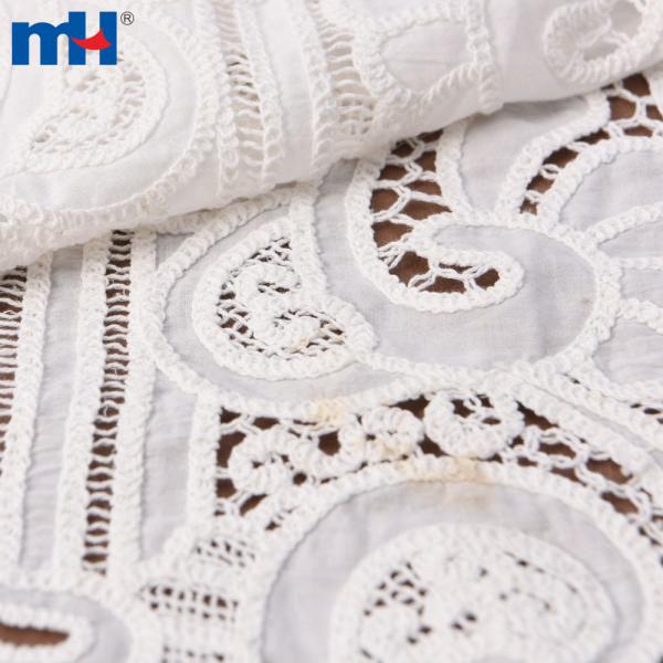 Laser cut embroidered chiffon fabric