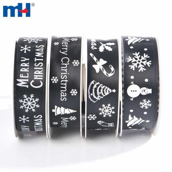 Ruban de Noël noir de 1 pouce - Impressions personnalisées