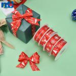 Nastro di raso stampato natalizio per decorazioni per feste e creazione di fiocchi