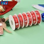Nastro di raso stampato natalizio per decorazioni per feste e creazione di fiocchi