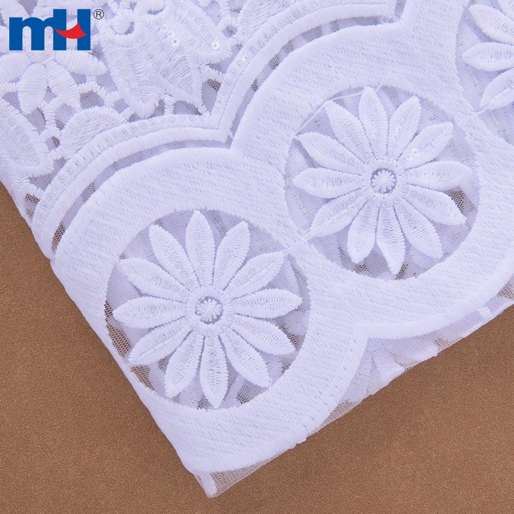 Floral embroidered mesh lace fabric for wedding dress