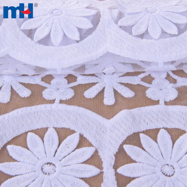 Floral embroidered mesh lace fabric for wedding dress