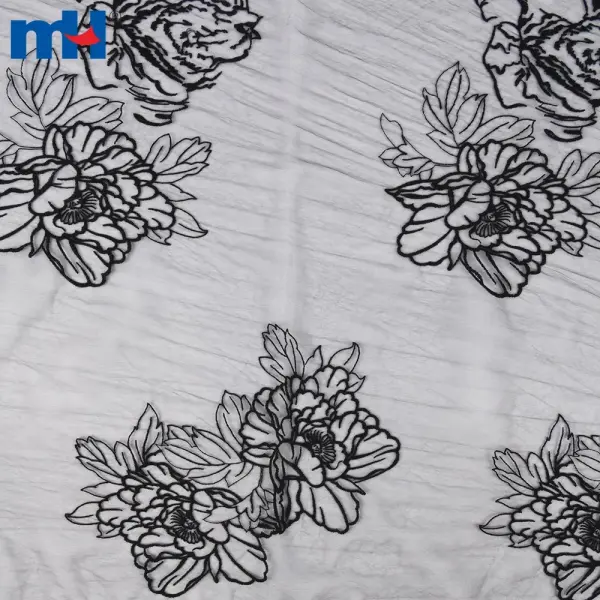 قماش دانتيل شبكي مطرز بالزهور لفستان الزفاف