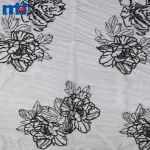 Floral embroidered mesh lace fabric for wedding dress