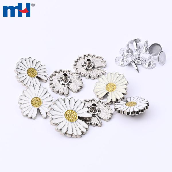 17mm zinc alloy jeans button with daisy design