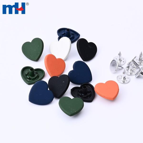 Bottone per jeans in lega di zinco a forma di cuore da 17 mm