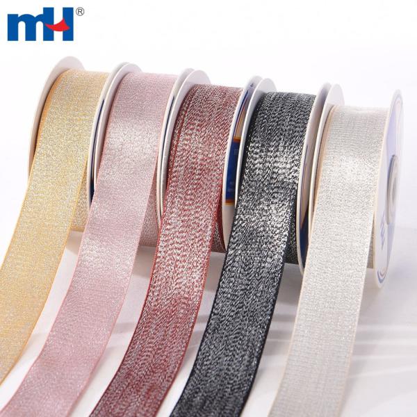 Metallic shiny woven ribbon