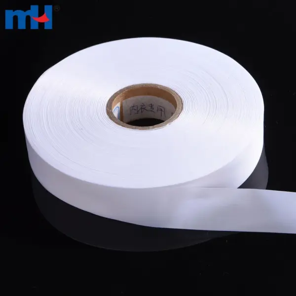 Cinta de tafetán de seda de 25 mm para etiquetas de ropa - Borde ranurado
