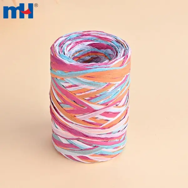 Multicolored raffia paper rope for gift wrapping