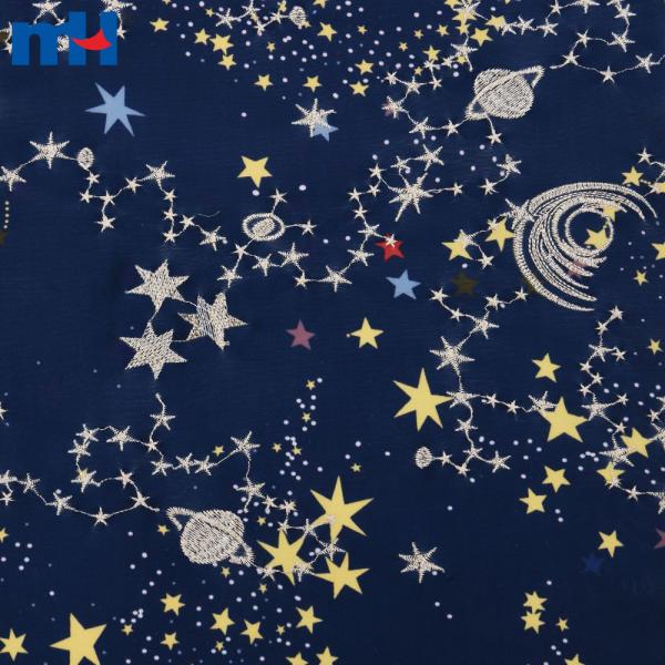 Tecido de algodão bordado com céu estrelado