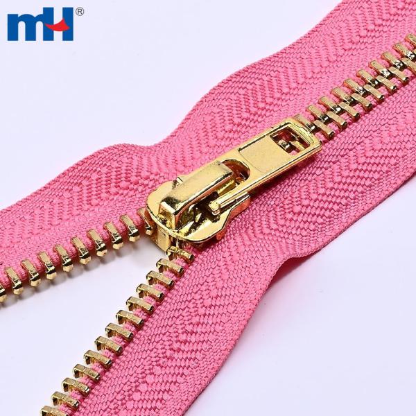 Supplier of closed-end brass zippers with #10 light gold teeth