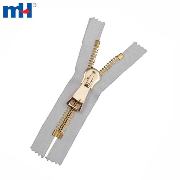 Zíper de latão durável, zíper de latão dourado, zíper de extremidade fechada durável