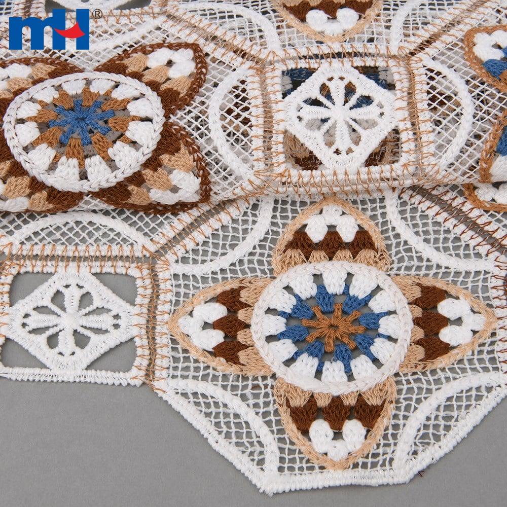 Sekizgen tasarımlı güpür dantel kumaş