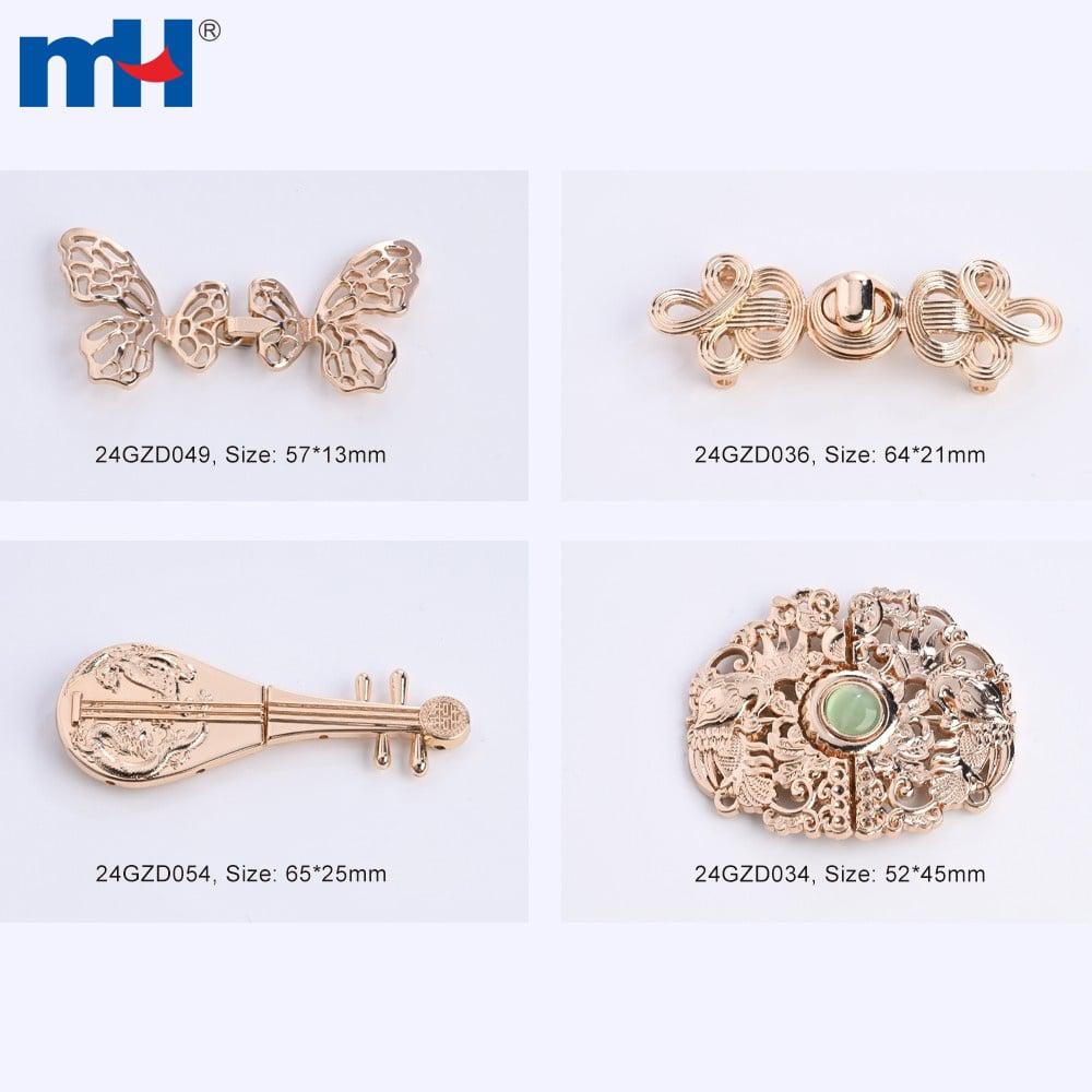 Chiusura con bottone decorativo in metallo dorato all'ingrosso