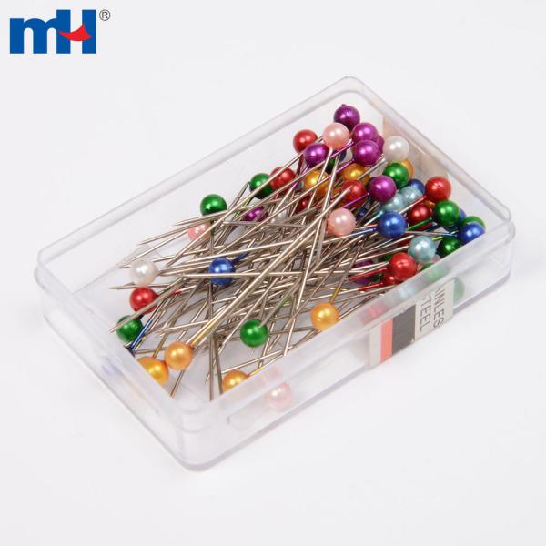 Alfinetes de costura com cabeça esférica em cores misturadas
