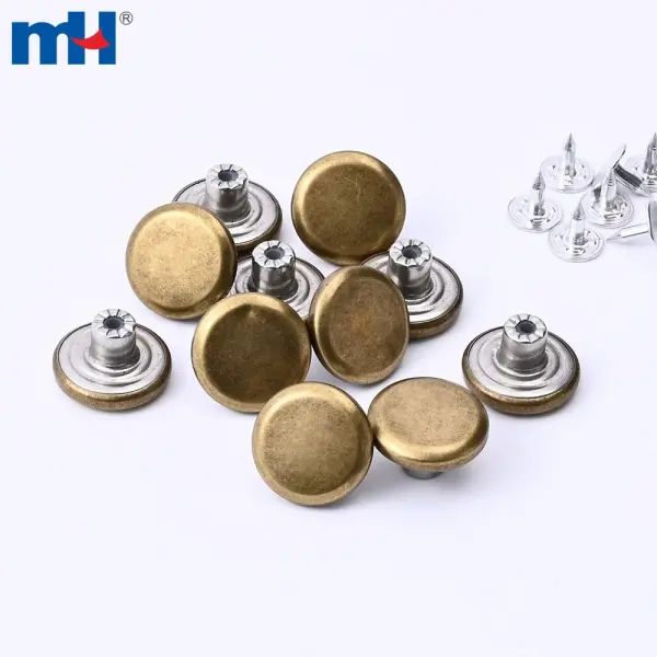 Bottone per jeans rotondo in metallo semplice in lega di zinco da 17 mm