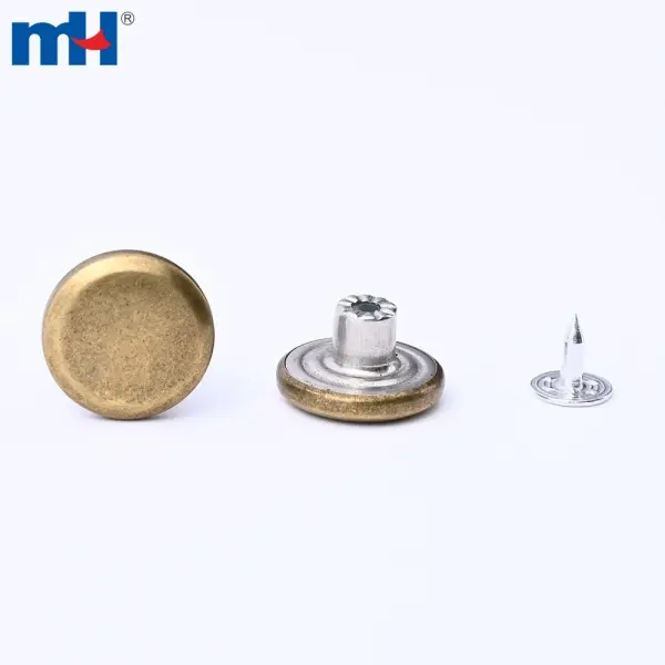 Bottone per jeans rotondo in metallo semplice in lega di zinco da 17 mm