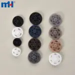 Sew-on plastic buttons, snap clasps and push buttons