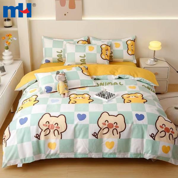 Set biancheria da letto in quattro pezzi realizzato al 100% in poliestere
