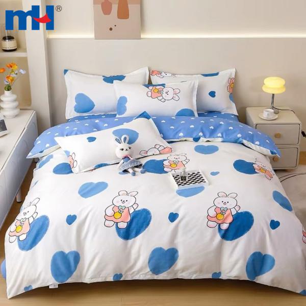 Set biancheria da letto in quattro pezzi realizzato al 100% in poliestere
