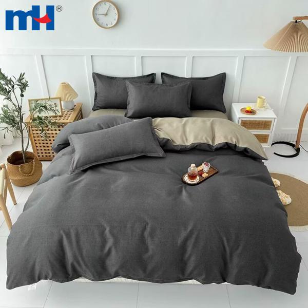 Set biancheria da letto composto da quattro pezzi in fibra di poliestere tinta unita