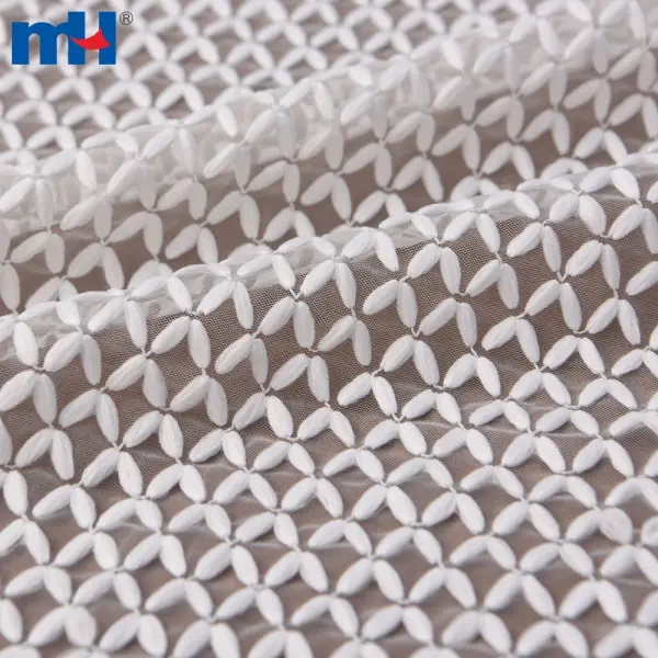 Recycled polyester embroidered mesh