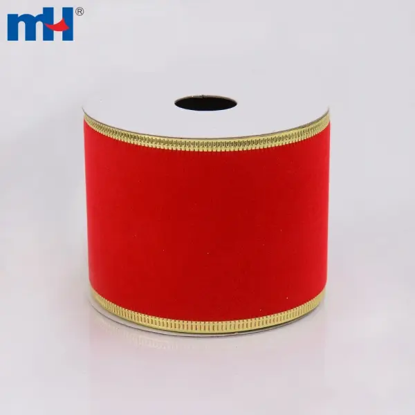 Cinta navideña, cinta navideña, cinta navideña de terciopelo rojo