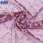 Wedding lace fabric decorated with sequins and pearls