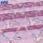Wedding lace fabric decorated with sequins and pearls