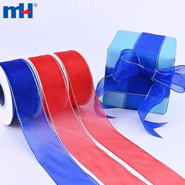 1-1/2" (38mm) clear polyester ribbon with metallic edges