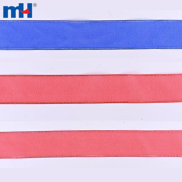 1-1/2" (38mm) clear polyester ribbon with metallic edges