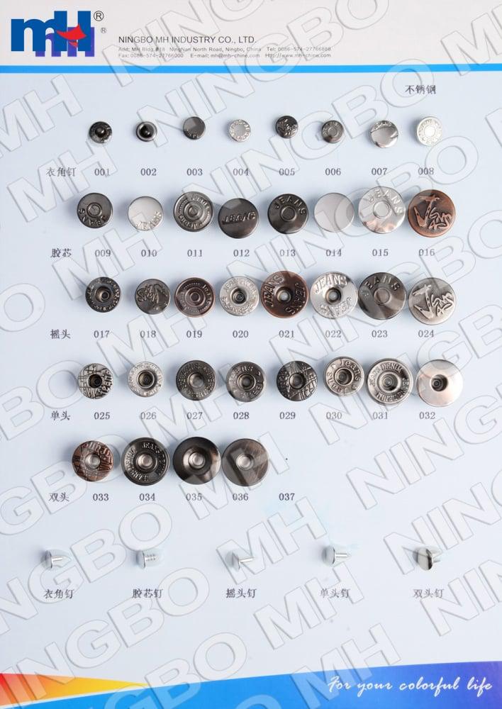 Metal buttons for jeans