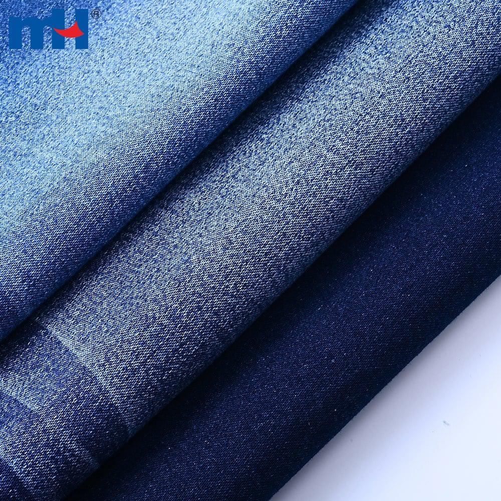 Denim fabric made of cotton, polyester, viscose and elastane