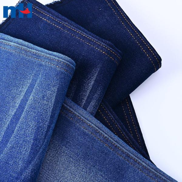 Denim fabric made of cotton, polyester, viscose and elastane