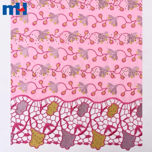 Tessuto di pizzo svizzero voile 100% cotone per abiti africani