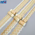 Bordo in pizzo TC ricamato con filo dorato