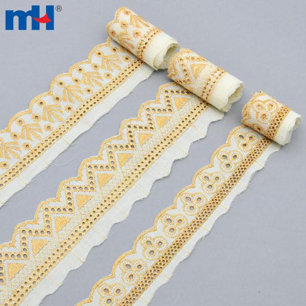 TC dantel qirrasi oltin ip bilan tikilgan