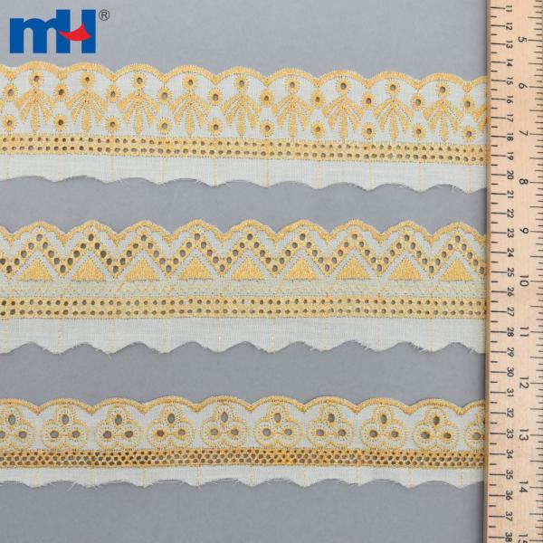 TC dantel qirrasi oltin ip bilan tikilgan
