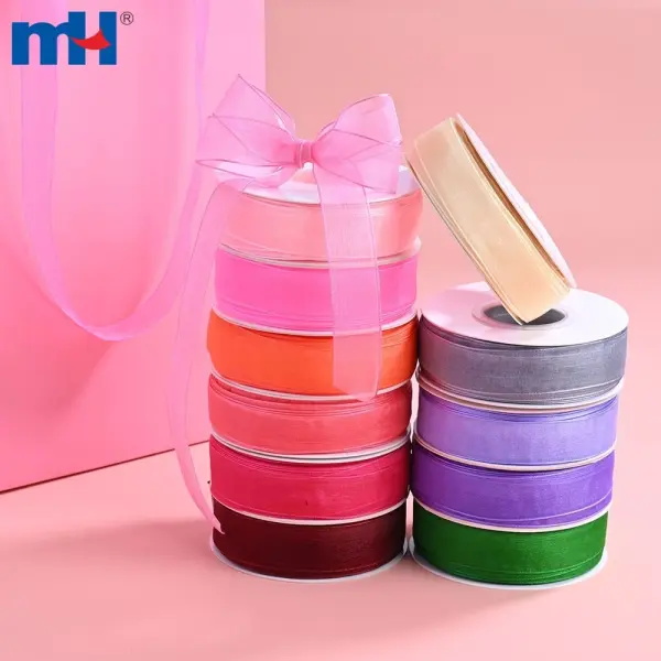 Nastro velato in organza con bordi in nylon spesso 3/4" (19 mm).