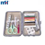 Compact travel size sewing kit in a sewing box