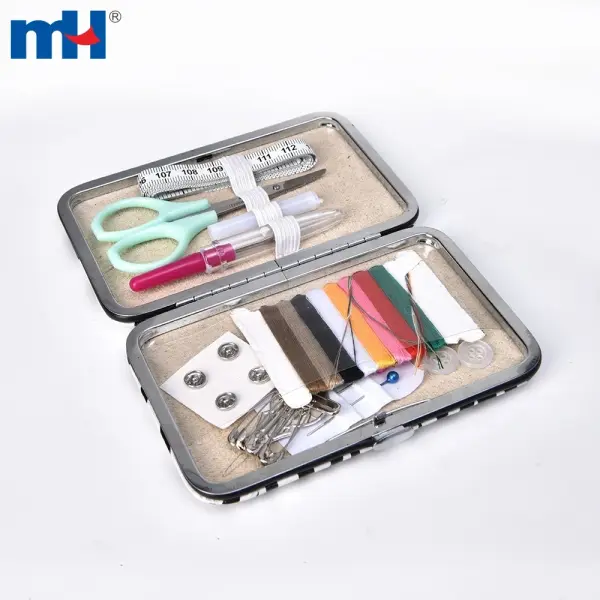 Compact travel size sewing kit in a sewing box