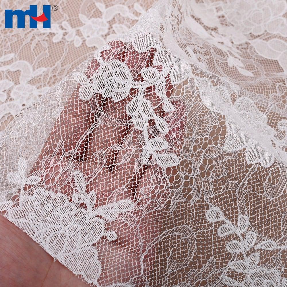 Polyester, cotton and tricot lace fabric