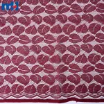 Tessuto di pizzo tricot non elastico con motivi a foglie