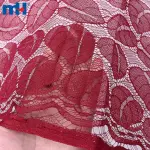 Tessuto di pizzo tricot non elastico con motivi a foglie
