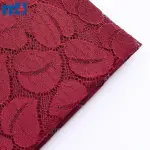 Tessuto di pizzo tricot non elastico con motivi a foglie