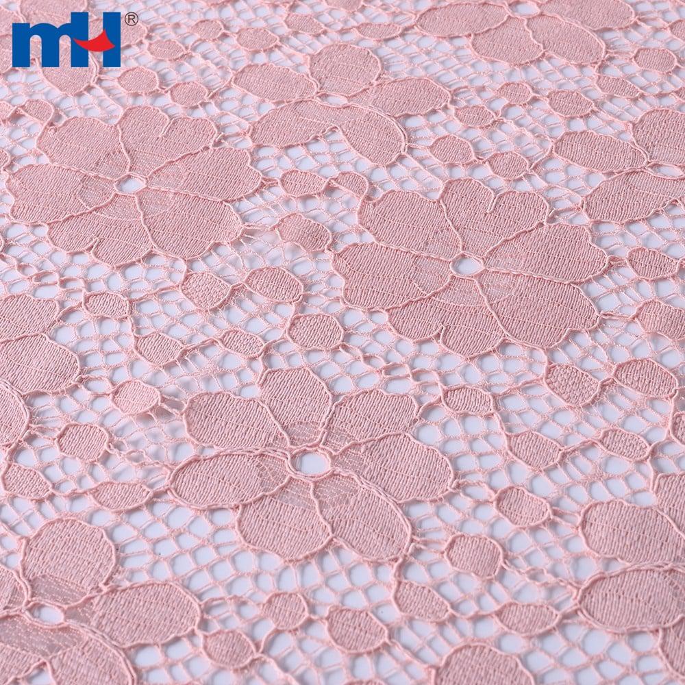 Non-elastic tricot lace fabric with a mix of large and small flowers