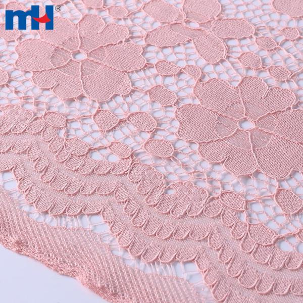 Non-elastic tricot lace fabric with a mix of large and small flowers