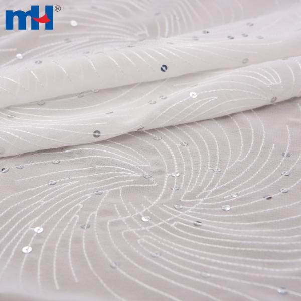 Tissu mousseline blanc à paillettes